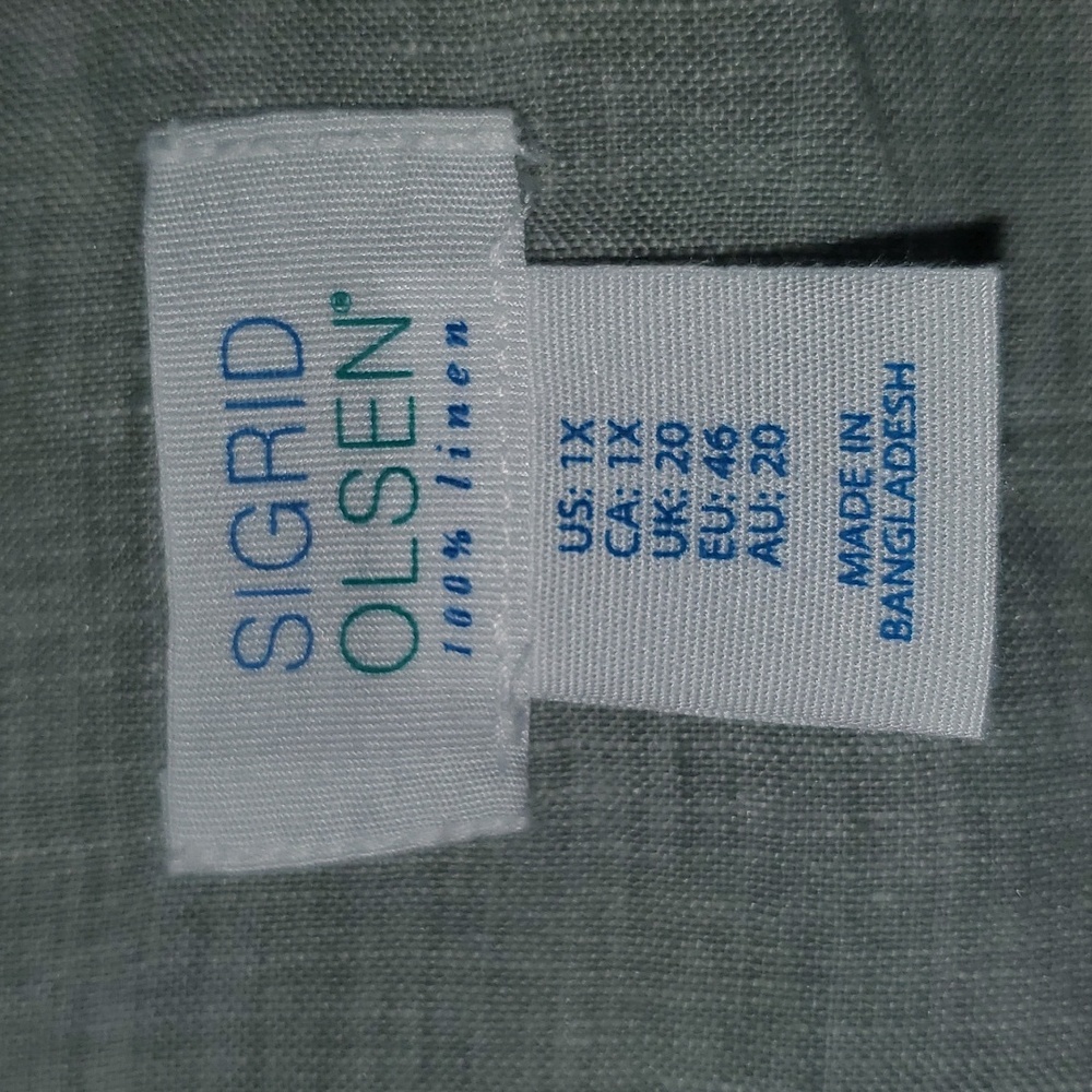 Sigrid Olsen 100% Linen Button Front Roll Tab Sle… - image 2